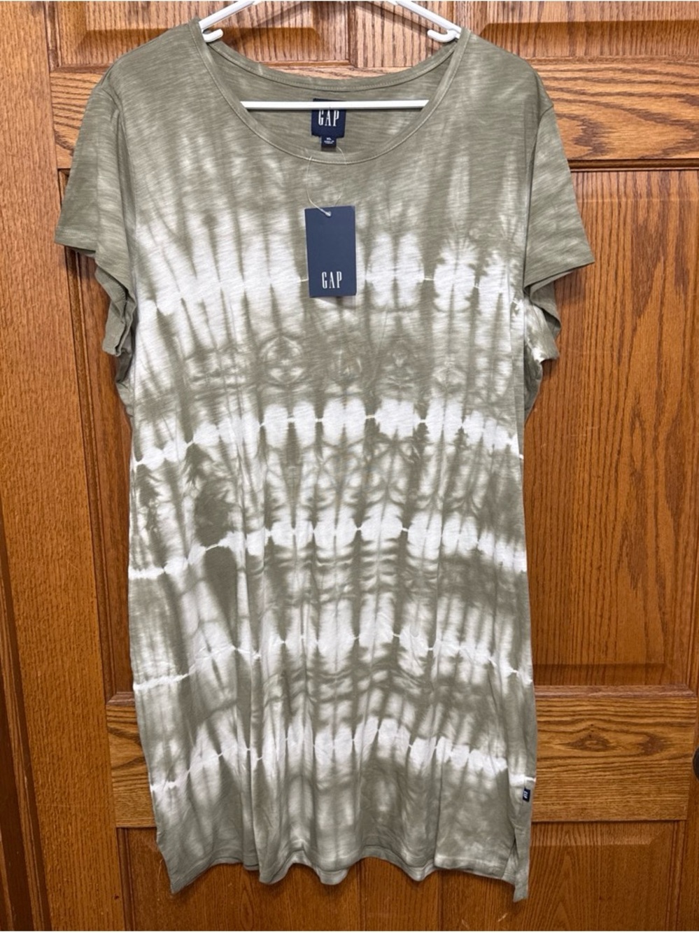 GAP XL Olive Tie-Dye Short Sleeve Women's Top